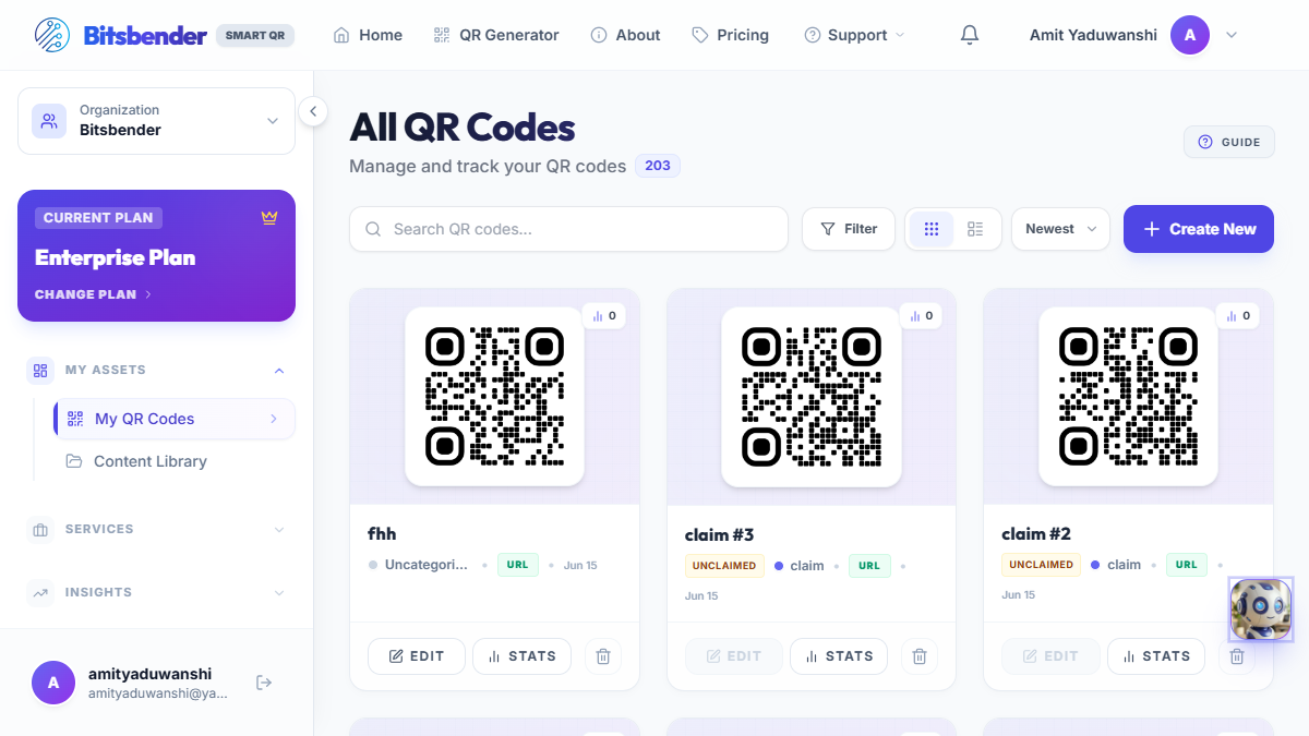Free QR Code Generator with Logo & Tracking | Bitsbender